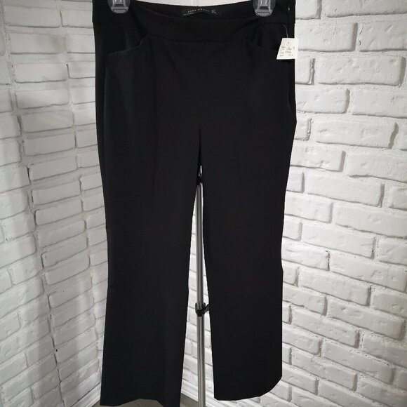 NWT Zara Women Size Medium Ladies Black Straight Leg Pants - Picture 1 of 14